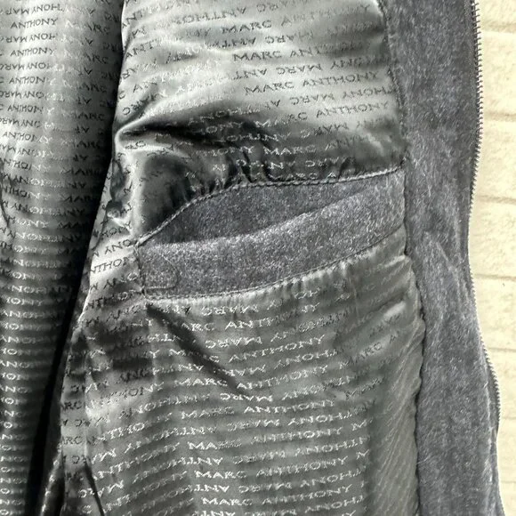 Marc Anthony Black Windowpane Plaid Lined Jacket Faux Fur Collar Men’s XL - Picture 13 of 14